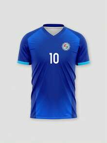 Jersey Tim Sepak Bola Liga Kustom Musim 2026-27, Logo, Nomor, Nama Tim, dan Nama Pemain yang Dapat Disesuaikan - Biru - View 3