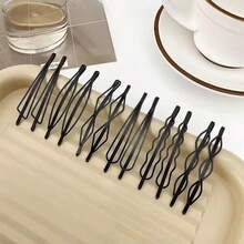 6/12pcs Casual Versatile Minimalist Black Hair Clips - Multicolor - View 3