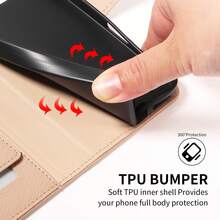 1pc Flip Wallet Phone Case With Multi-Card Slots, Artificial Leather Lychee Texture Protective Cover Compatible With Apple 17 Pro Max, A56, Note 15 (Global Version, Non-Local Model) - Khaki - View 6