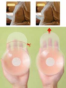 4 Pairs Plus Size Silicone Nipple Covers With Lifting Tabs, Natural Shaping Self-Adhesive Breast Pads, Suitable For Bridal Wear And Party Outfits - Multicolor - View 1