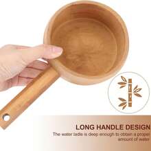1PC Bamboo Long Handle Water Scoop, Wine Scoop, Rice Scoop, Flour Scoop, Kitchen Factory Tool, Thickened Natural Bathroom Water Dipper, 300ml - A - View 10