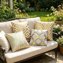 shangxia 4PCS--Gold Foil Geometric Pattern Pillow Covers, Luxury Gold Diamond Lattice Pattern Cushion Covers, Modern Minimalist Living Room Sofa Pillow Covers, Pillow Inserts Not Included - Gold - View 1