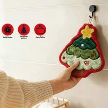 1pc Hanging Quick-Dry Fingertip Towel, Christmas Themed Pattern, Suitable For Bathroom Sink And Kitchen Countertop, Cute Design Soft Touch, Perfect For Wiping Hands Around Sink And Bathtub, Christmas Country Style Hanging Hand Towel - Multicolor - View 11