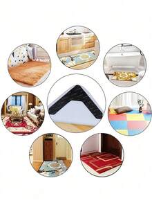 2/4/8/12 Pcs Anti-Slip Rug Grippers, For Rugs, PU Material, Washable, Non-Slip Reusable, Prevents Rug Movement And Curling, Suitable For Living Room, Dining Room, Bathroom Rugs, Prevents Rug Movement And Curling - Black - View 5