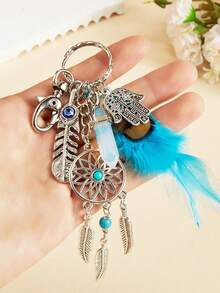 Dream Catcher Keychain, Boho Feather Yin Yang Tai Chi Key Ring, Cute Bag Charm, Backpack Pendant, Purse Decoration, Gift For Women - Multicolor - View 3