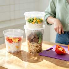 45 Sets Of Clear Plastic Storage Containers With Lids (8/16/24/32 Oz), PP Material, Heat-Resistant, Leak-Proof, Microwave , Reusable, Perfect For Dry Goods And Soups, Ideal For Family Gatherings, Restaurants, And Catering Services - 45 Sets - 查看 10