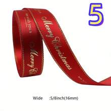 Christmas Green Red Ribbon With Merry Christmas Santa 5 Yards, Christmas Satin Ribbons For Gift Wrapping Hair Crafts Bows Making Tree Ornaments, Wreaths, Garlands, DIY Crafts - Multicolor - View 14