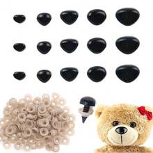 Mũi tam giác nhựa màu đen cho amigurumi kèm vòng đệm, phụ kiện làm gấu móc len, chó bông, thú nhồi bông và rối bông thủ công - A - Xem 3