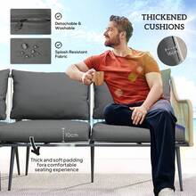 Six-Piece Rattan Strong Garden Sofa Set - Brown/Grey - T0001-01-7798 - View 7