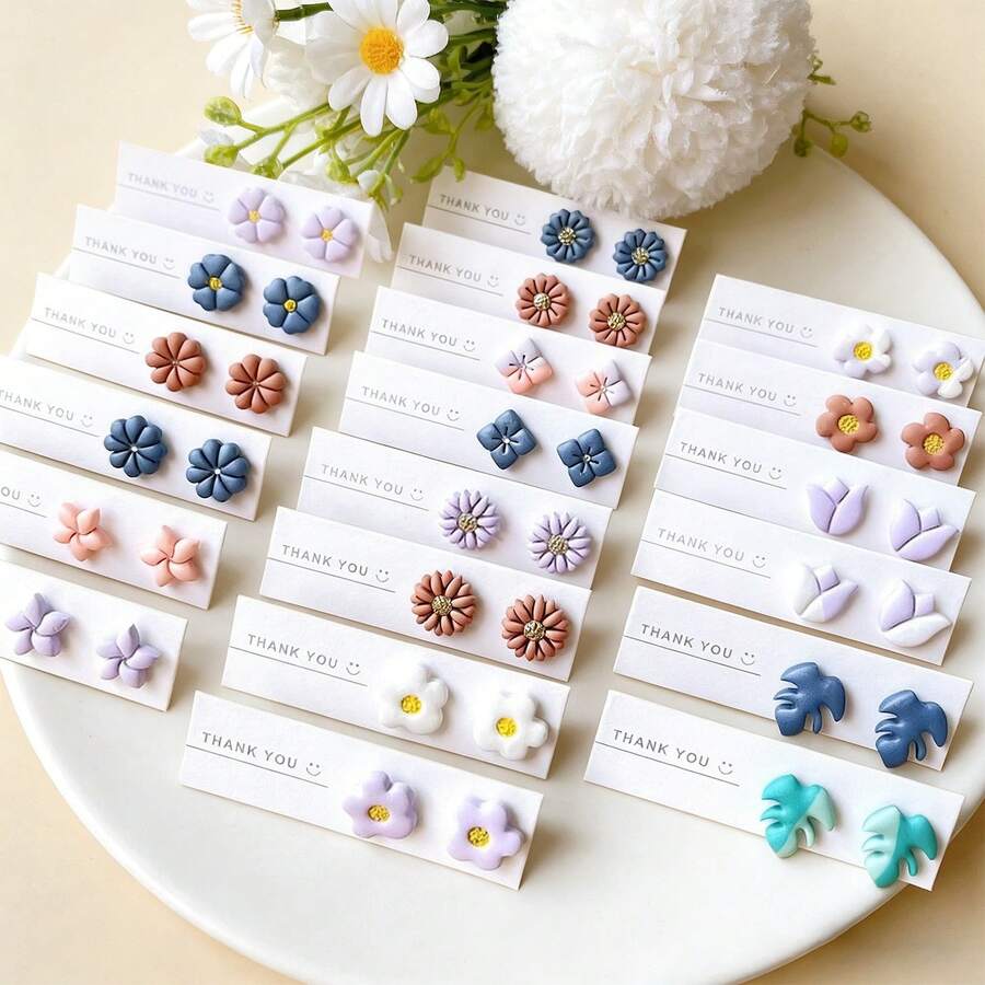 10Pcs Hollow Flower Tulip Star Polymer Clay Cutters Set Multi Floral Shape Clay Molds DIY Handmade Earring Pendant Jewelry Craft Making Tools