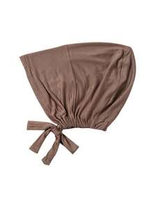 2 piezas Sombrero bufanda ajustable con banda elástica de unicolor para mujer - 2 piezas negro + caqui - Ver 7
