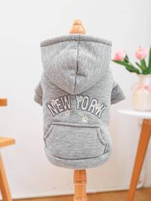 1PC Pet Clothes Dog Cat Apparel Clothing Bichon Teddy Small Dog Puppy Happy Little Dog Little Cat Casual Fashion Cute Pretty Comfortable Floral New York Thickened Sweatshirt - Multicolor - View 2