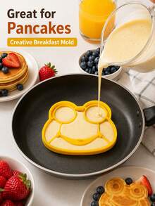 1pc Frog-Shaped Egg Ring, Pancake Mold, Breakfast Cooking Tool, Suitable For Eggs, Pancakes, Omelets, Brunch, Home Kitchen, Cute Food Shaper, Easy To Use, Easy To Clean Accessory - Multicolor - View 2