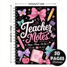 A5 Teacher Notebook For Women 1Pc, Cute Teacher Notes Journal With Planner Notebook Ideas Plans To-Do, Inspirational School & Classroom Notebook, 50 Pages 25 Sheets, Gift For Teachers - A5 - View 10