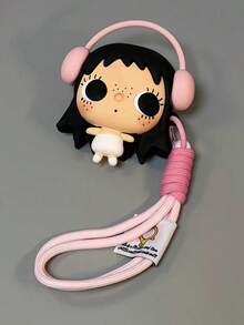 Cute 3D Cartoon Girl Silicone Earphone Protective Case, Pink Earphone Shape, Soft Shockproof Anti-Drop Anti-Dust, With Lanyard Hole, Compatible With AirPods 3/4, Pro/Pro 2/Pro 3, Kawaii Earphone Accessory - Multicolor - View 1