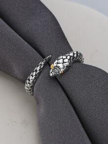 Eterna Glow 1pc Vintage Gothic Snake Rings For Men Women Retro Carved Scale Snake Open Adjustable Ring Gold Color Eyes Punk Animal Finger Ring Party Jewelry Gift - Ring - View 5