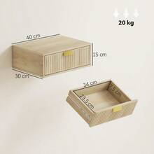 Modern Floating Wall Mounted Bedside Tables With Fluted Drawer For Bedroom And Living Room - Oak - View 2