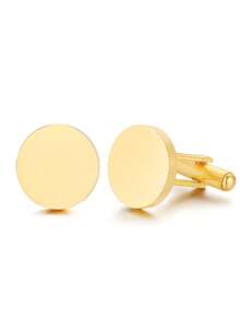 2PCS Personalized Customized Multi-Color Premium Metal Shirt Cufflinks, French Business Suit Cufflinks For Men, Gold Black Square Round, Groom Groomsmen Bride Father Outfit Accessories - Multicolor - View 9