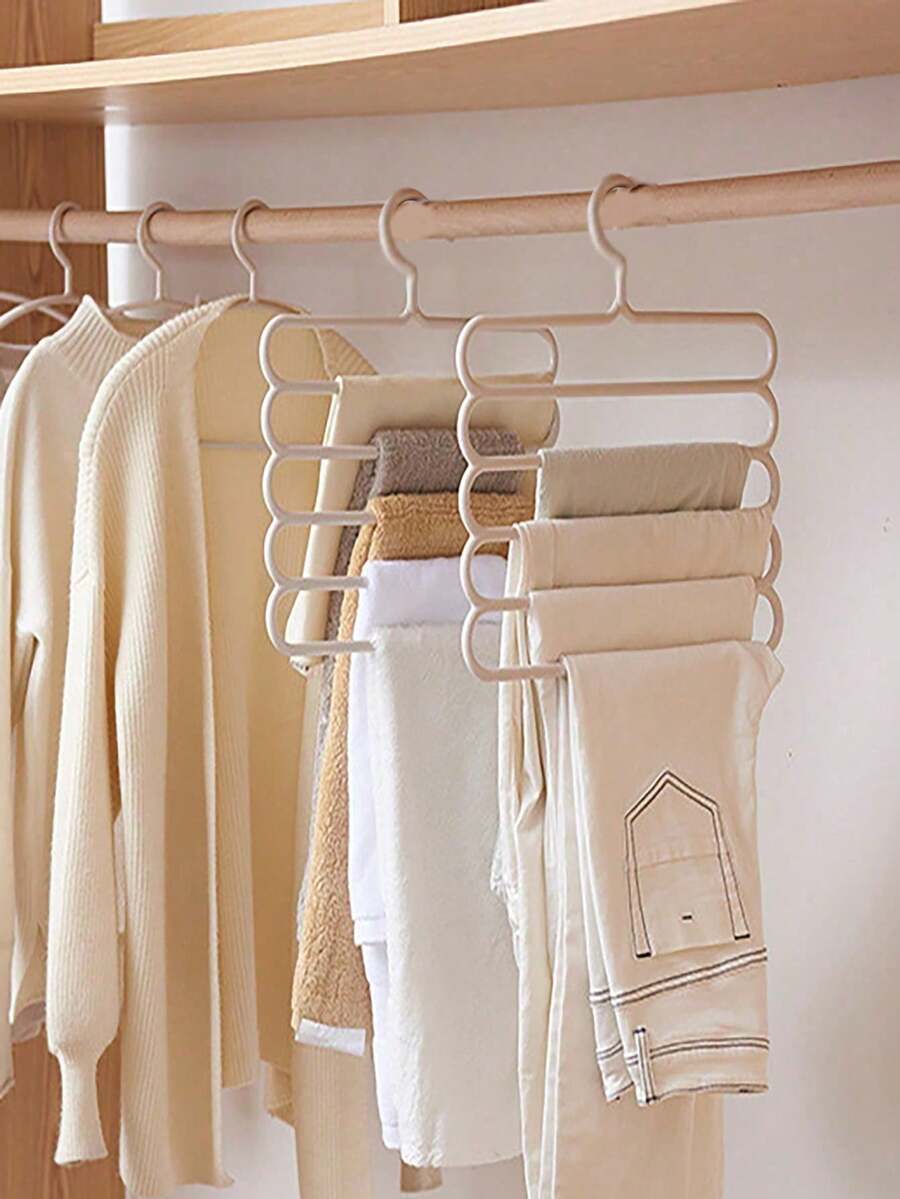 1/5/10pcs Multi-Functional Scarf Rack, Plastic 5-Tier Pants Organizer, Non-Slip Scarf Storage Rack