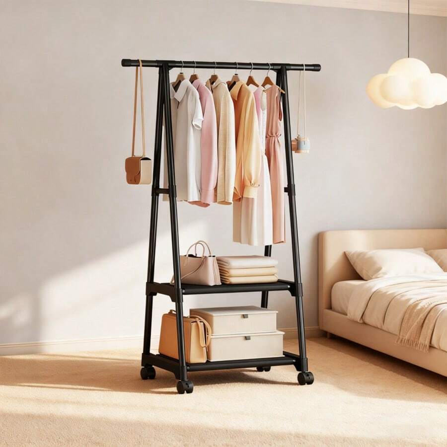1 Small Triangular Hanging Rack, Suitable For Drying Clothes On The Balcony, Placing Towels In The Bathroom, And Hanging Coats In The Living Room And Bedroom - Black - View 1