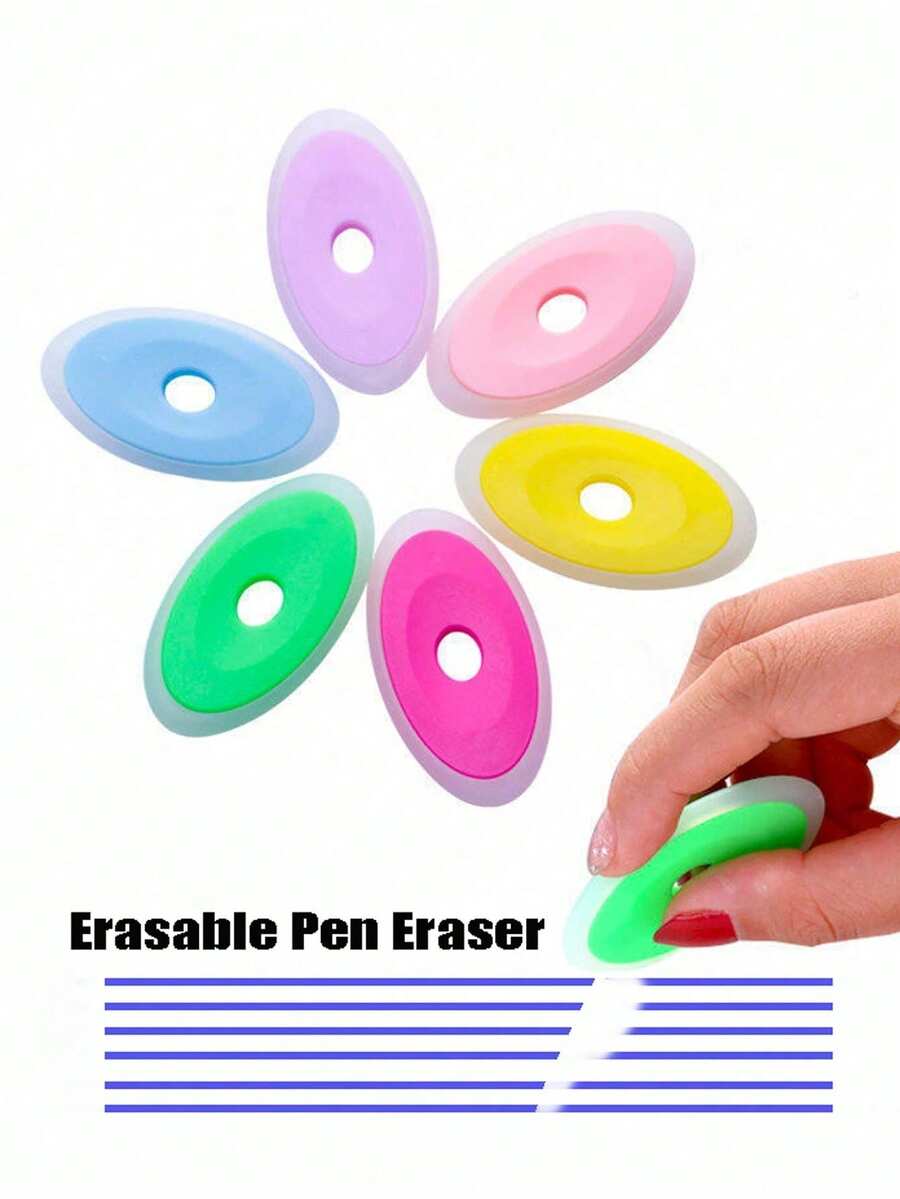5/10pcs Random Color Erasable Pen Erasers, Suitable For Thermal Neutral Pens And Fountain Pens, Student Homework Practice Calligraphy Correction Erasers, Back To School Essential - Multicolor - View 1