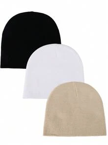 1pc Women's Solid Color Y2K Hip Hop Knitted Beanie, Double Layer Warm Neutral Fashion Casual Brimless Hat, Suitable For Daily Street Punk Style - Multicolor - View 9