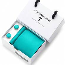 AlanKing Men's Tie, Pocket Square And Cufflinks 3-Piece Set, White Drawer Gift Box, Essential Holiday Gift Choice, Suitable For Formal Business And Weddings - Multicolor - View 14