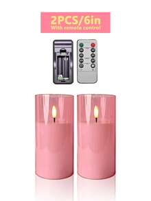 3pcs Flameless Candle Lights With Remote Control/Timer, Battery Operated, Pink Warm Light, Suitable For Christmas, Halloween, Valentine's Day, Mother's Day, Gift, Birthday, Proposal, Wedding, Dining Table, Party - Pink - View 16