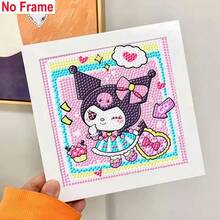 Sanrio Cartoon Diamond Art Kit, Hello Kitty Kuromi Cinnamoroll Shaped Diamond Mosaic, Rhinestone Art Picture, Diamond Art Craft, Home Decor, Gift (Unframed) - Multicolor - View 7