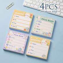 4 Pad Total 200 Lembar Stiker Belajar Kelinci Lucu 75x75mm 3x3in, Bantalan Memo Perekat Fokus, Stiker Pengingat Tugas Belajar Harian untuk Meja, Perlengkapan Alat Tulis Sekolah dan Kantor untuk Siswa - 75x75mm - View 10