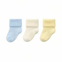 3 Pairs Newborn Calf Socks, Solid Color Mid-Calf Long Socks, Fuzzy Thickened Warm Socks With Anti-Slip Dots, For Baby Boys And Girls - Multicolor - View 7