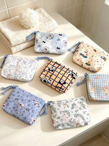Cute Cartoon Print Baby Diaper Storage Bag, Portable Fabric Zipper Pouch, Children's Diaper And Small Item Organizer, Suitable For Small Item Storage, Easy To Carry - Multicolor - View 7