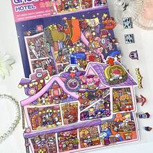 1pc 3D House Scene Sticker, Mini Stress Relief DIY Handmade Scene Making Sticker - Style 1 - View 3