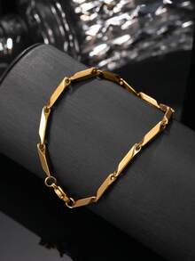 Men's Bracelet Minimalist Style Stainless Steel 18K Gold Plated Daily Wear Holiday Gift Men's Jewelry - Yellow Gold - View 2