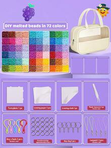 24/48/72/96/120 Colors Perler Beads Handmade Adult DIY, Fuse Beads Set, Includes Storage Bag, Tweezers, Square Plate, Ironing Paper, Colorful Keychain Decorative Accessories And Hanging Rope, Suitable For DIY Puzzle Handmade Jewelry, Birthday Party Handmade Enthusiast Gift, Back To School Handmade Gift, Holiday Gift - 2.6mm Perler Bead Set - View 7