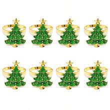 8/12 cái vòng giữ khăn ăn hình cây thông Noel màu xanh, trang trí bàn tiệc, giá giữ khăn ăn hình cây thông Noel, đồ trang trí lưu trữ khăn ăn, phù hợp trang trí nhà cửa, dụng cụ bày bàn tiệc khách sạn - màu xanh lá - Xem 11