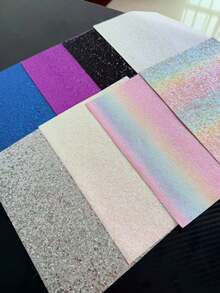 Glitter Perler Beads Iron-On Fabric Shiny Pink White Rainbow Gradient Leather Sequin Handmade DIY Material Tools - Multicolor - View 7