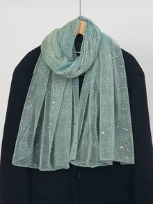 1pc Shimmer Sequin Pleated Chiffon Hijab Scarf, Sparkly Glitter Muslim Headscarf, Soft Lightweight Long Shawl For Wedding Party Evening Occasions - New Sequin Headscarf - View 22