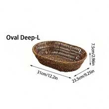 3pcs/2pcs/1pc Handmade Woven Rattan-Like Food Trays, Baskets For Snacks, Fruits, Bread, Fries, Fried Chicken, Picnic, Barbecue, Reusable Breakfast/Beverage Plates For Home Decor And Organization - Oval - View 15