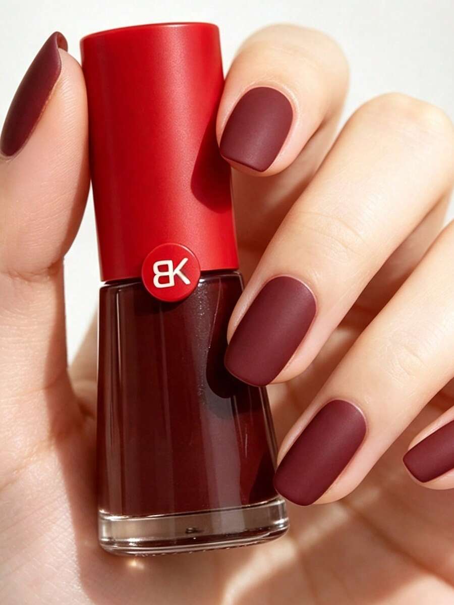 1瓶9毫升持久水性哑光指甲油,酒红色/深红色,具有美白提亮功效,适合女孩和青少年,适用于派对、新年及其他节日、DIY美甲、美甲沙龙,适合秋、冬、春、夏四季。 - 酒紅色 - 查看 1