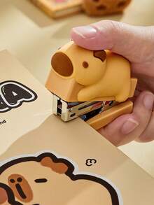 Set Stapler Mini Hewan Kartun, Pengikat Portabel, Termasuk 400 pcs Isi Staples 24/6, Alat Penjilid Kantor Perlengkapan Sekolah - Kapibara siap - View 3