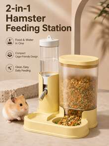 1 buah Set Tempat Makan & Dispenser Air Hewan Peliharaan 2-in-1, Mangkuk Makanan Anjing & Kucing Otomatis Kapasitas Besar dengan Botol Air, Stasiun Makan Hewan Peliharaan Anti Selip yang Mudah Diisi Ulang, Cocok untuk Penggunaan di Dalam Rumah - D - View 7