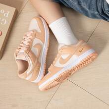 Nike New Women's Low-Top Comfortable Dunk Low Retro Lightweight Casual Sneakers - White/Orange - View 5