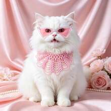 2pcs Pet Accessories Set: Beaded Pet Necklace + Cat Eye Fashion Glasses Set, Multi-Layer Pearl Neckpiece + Tinted Lenses, Adjustable Hypoallergenic Lightweight Comfortable, Fits Kittens, Ragdoll, British Shorthair, Teddy, Bichon, Pomeranian, Small Dogs, Pet Birthday Party Photo Shoot, Highly Attractive Cute Pet Outfit - Multicolor - View 13