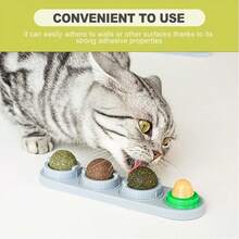1PC 4-In-1 Silvervine Wall Ball Sticker - Indoor Cat Wall-Mounted Silvervine Toy, Silvervine, Silver Vine, Gall Fruit Flavors, Rotating Cat Licking Ball, Relieves Boredom And Interactive Play Toy For Kittens - Multicolor - View 5