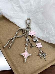 Y2K Star Chain Bag Charm, Colorful Star Pendant Beaded Keychain, Personalized Metal Chain Tassel Handbag Decorative Accessory - Multicolor - View 9