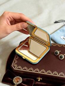 Miu Miu Mini Pocket Makeup Mirror, Portable Handheld Makeup Mirror, Women's Holiday Gift MIUMIU-GIFT-4 MIUMIU-GIFT-12 MIUMIU-GIFT-5 - Baby Blue - View 3
