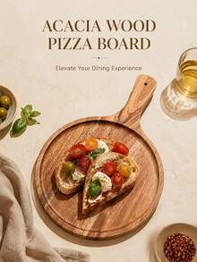 Tábua de Pizza de Madeira, Tábua de Queijo, Bandeja, Prato de Pizza de Alta Qualidade com Alça, Tábua de Corte de Pizza de Madeira Natural, Adequada para Pizza Caseira, Corte de Frutas e Vegetais, Pão, Queijo, Utensílios de Cozinha, Acessórios de Cozinha, Adequada para Natal, Halloween, Páscoa - Visão 6