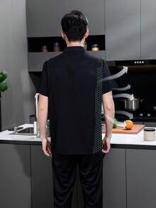 Women's Short Sleeve Chef Uniform, Breathable Chef Coat With Mesh Back, Head Chef Uniform, Breathable Skin-Friendly Comfortable Durable, Unisex Style, Suitable For Catering, Pastry, Baking, Cake, Hotel Kitchen, Hotel Restaurant, Catering Back Kitchen, Western Restaurant, Cafeteria, Summer Short Sleeve Chef Uniform, Work Uniform Short Sleeve, White Chef Uniform Short Sleeve, Women's Chef Uniform, Available In Women's Small Size - Black - View 8