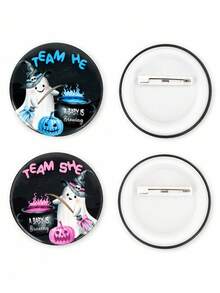 30pcs Gender Reveal Boy Girl Team Brooches, Halloween Button, Gender Reveal Pins, Ghost Pins, Baby Shower Badges, Halloween Decorations, Halloween Party Supplies, Baby Shower Supplies, Suitable For Gender Reveal Party Games And Baby Shower Decorations, Boy Girl Team Brooches - Multicolor - View 8